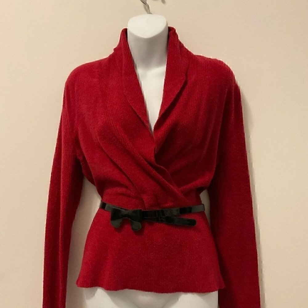 KENAR Women’s Red V-Neck Sweater Size Large